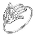 Boutique NEW‎ Women’s Unisex Hamsa Hand 18k White Gold PVD Size 7 Photo 0
