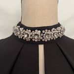 DABUWAWA Peplum Mockneck Blouse Womens Top Small Pearl Bling Collar Fairy Grunge Black Photo 2