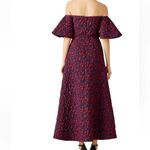Jill Stuart Jill  Jacquard Floral Jacquard Off Shoulder Dress Red Violet Photo 2