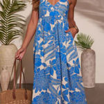 Olivaceous Oliviaceous Cool Water Abstract Maxi Dress Small NWT Photo 0