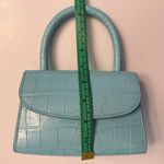 By Far Mini Croco Embossed Top Handle Bag Purse Light Blue Crossbody Leather Photo 8