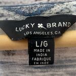 Lucky Brand Boho Patterned Blue & White Front Tie Cap Sleeve Top Size Large Photo 5