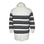 LANDS' END Ivory Blue Stripe Split Neck Chunky Knit Nautical Tunic Sweater S White Photo 3