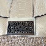 Calvin Klein Snakeskin Print Woven Hobo Bag Beige and Tan Photo 8