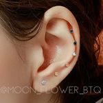 Very Tiny Rainbow CZ Barbell Earrings Purple Photo 1