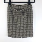 Loft Ann Taylor Pencil Skirt Belted Geometric Lined Beige Black Size 2 Photo 0
