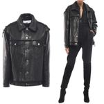 IRO Else Lamb Leather Black Moto Fringe Trimmed Button Up Jacket Boho US 6 Photo 8