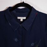 Joie  Silk Chiffon Midnight Floral Flower Print Pattern Pullover Mini Dress Large Photo 1