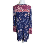 Billabong  Pink & Blue Floral Just Like You Dress Medium Boho Peasant Flowy Photo 6