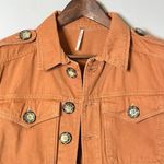 Free People Relaxed Fit Cotton Canvas Jacket Pumpkin TerraCotta Small Photo 3