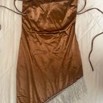 Silk brown strapy dress Size L Photo 0