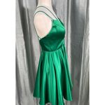 Jovani NWT Sz.0 Satin Emerald Green Fit & Flare Cocktail Party Formal Dress Photo 1