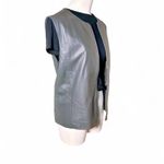Preston & York  Genuine Leather Zip Vest Size 16 Gray Minimalist Chic‎ Photo 1