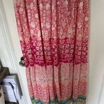 House of Harlow 1960 BOHO TRUFFLED TIERED FLORAL PEACH METALLIC MAXI DRESS NWT Photo 2