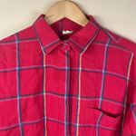 Diane Von Furstenberg  Vintage Red Plaid Button Front‎ Woman's Blouse Flannel 14 Photo 2
