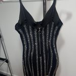 Black Bling/Bedazzled Mini Dress US M Size M Photo 5