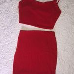 Red Two Piece Skirt Set Photo 1