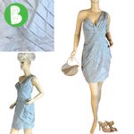 Robert Rodriguez LIGHT BLUE WITH GOLD SHEEN ASYMMETRICAL ONE SHOULDER DRESS (10) Photo 1