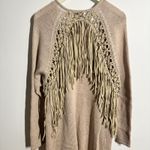 Haute Hippie Cardigan Women M Tan Knit Fringe Cotton Boho Western Fall Country Photo 3