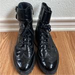 Paul Green Dynamite Buckle Combat Boots Black Leather Size 7.5/8 Designer Docs Photo 2