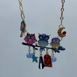 New three enamel owls on a branch fashion necklace Photo 7