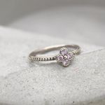 Sterling Silver Pink Clover Ring Size 6 Photo 1