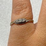 10K Yellow Gold Diamond Trilogy Twist Band Bridal Commitment Ring Size 7.25 Photo 7