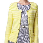 Trina Turk Ashbridge Yellow White Stripe Knit Cardigan XS Small Photo 0