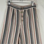 easel Anthropologie Cream Striped Pure Cotton Wide Leg Pants NWOT Size M Photo 2