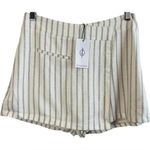 Stradivarius NWT  Linen Look Wrap Detail Rustic Stripe Mini‎ Skort Skirt Large Photo 3