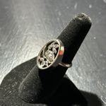 Vintage Avon Signed Floral Rose Flower Silver Tone Adjustable Band Ring Photo 2
