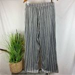 Donna Karan  Gray & Black Soft Striped Drawstring Waist Athleisure Pants L Photo 3