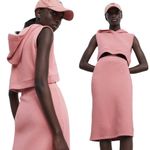 ZARA Hoodie Top Pink Terry Sleeveless Cotton Cropped Medium NWOT Photo 1
