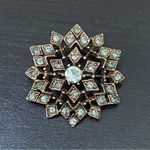 Vintage Unsigned Starburst Snowflake Rhinestones Brooch Photo 2