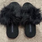 French Connection  Black Furry Slides NWOT🖤 Photo 0