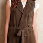 Anthropologie  elevenses Draped Trench Vest Olive Brown XS Photo 0
