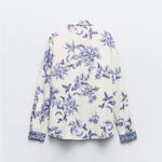 ZARA GRECIAN FLORAL PRINT Linen Blend SHIRT Size Medium NWT Photo 2