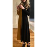 ROSETTA GETTY Black Tan Two Tone Cotton Jersey Colorblock Turtleneck Dress sz M Photo 12