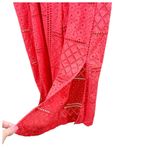 Parker Ashton Sleeveless Tie-Back Eyelet Crop Red Jumpsuit Photo 9