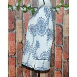 Kenar Ladies White & Blue Printed Blouse Top Size M Lightweight Career Church Photo 3