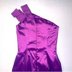 Jessica McClintock  Womens Purple Shimmery Ruffle One Shoulder Mini Dress 8 Photo 6