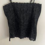 Y2K BLACK FEROCIOUS CHIK SQUARE‎ NECKLINE SHEER FLORAL LACE TANK TOP Size M Photo 4