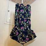 Crown & Ivy  NWT Women's Short Sleeve Printed Smocked Bib Dress Navy Tropic XL Photo 6