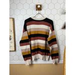 Active USA  Neutral Color Block Striped Knit Boxy Fit Sweater - Size - Large Photo 1