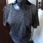 Lucy S heathered gray/charcoal knit shirt sleeve workout crop top Gray Photo 0