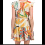 Z&L EUROPE Tassel Tie Armhole Lace Trimmed Tiered Mini Dress Tucan Print XL blue White Photo 1