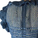 Magda Butrym Crochet Cotton Leather One Sleeve Mini Dress Navy size 36 / US 4 Blue Photo 7