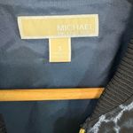 Michael Kors  Bomber Jacket Leopard Print Streetwear Edgy Gold Hardware Fall Navy Photo 5