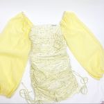 ThatsSoFetch That’sSoFetch Lorde Ruched Puff Sleeve Mini Dress: Yellow Ditsy Floral Photo 5