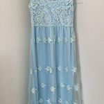 Blue floral embroidered maxi dress Photo 0